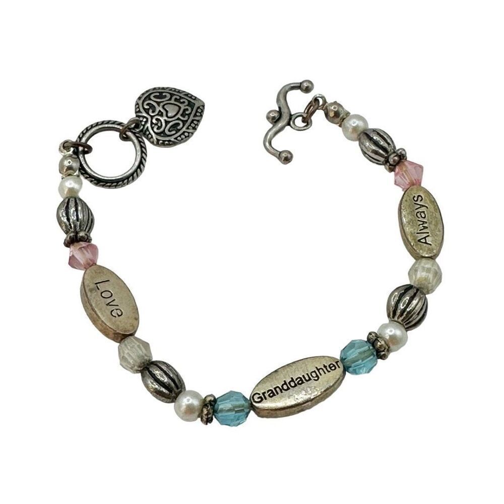 Love Granddaughter always  silver tone beaded bracelet